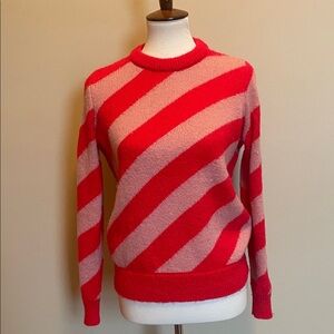Boden Vibrant Red and Pink Diagonal Stripe Sweater